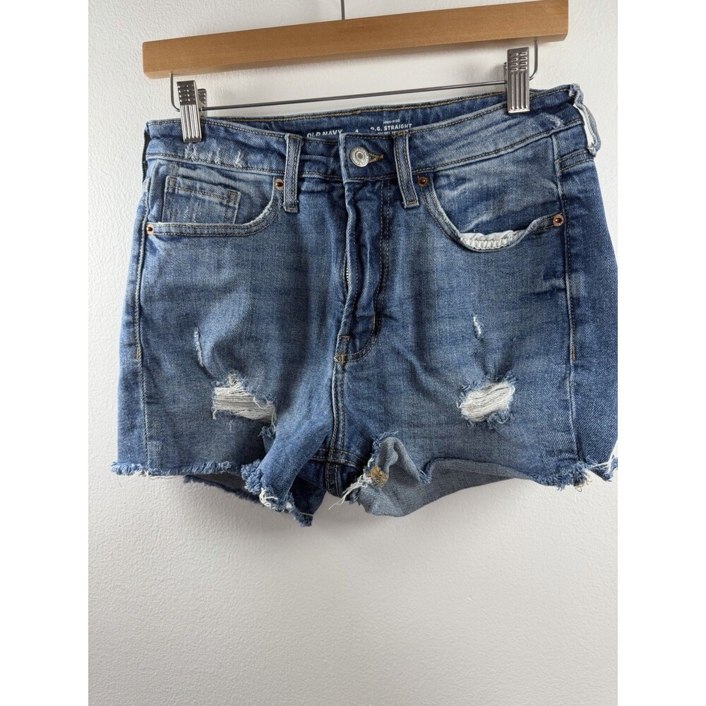 Old Navy Women’s Size 4 High Rise OG Straight Distressed Denim Shorts Cutoff